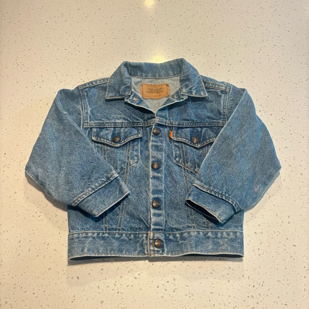 Vintage Orange tab Little levis denim jacket with embroidered backside made USA